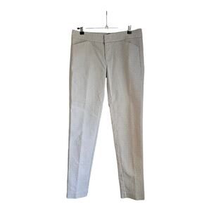 Crosby Womens 6 Printed Skinny Beck Pants Geometric Beige White Front Pockets